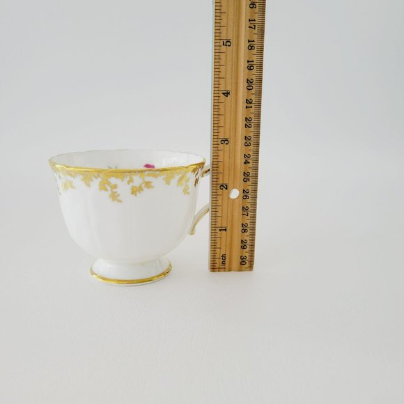 Aynsley Floral & Gold Ivy Teacup, Pink & White Floral Vintage England Bone China - Picture 9 of 10